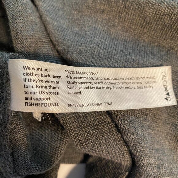 Eileen Fisher 100% Merino Wool V-Neck Tunic Sweater Grey Size Small/Petite - Picture 9 of 11